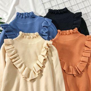 Ruffled Mock-neck Sweater
