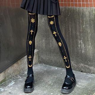 Cross Print Stockings