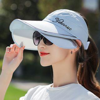 Embroidered Lettering Sun Hat With Flap