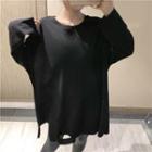 Distressed Long-sleeve Loose-fit T-shirt