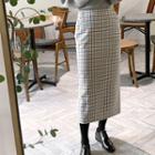H-line Wool Blend Check Skirt
