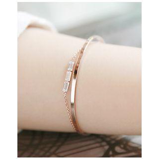 Rhinestone Chain-linked Open Bangle