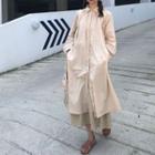 Long Sleeve Shirt Dress Almond - One Size