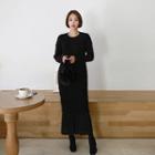 Layered Cable-knit Maxi Sweater Dress