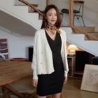 Double-breasted Faux-pearl Cardigan
