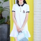 Printed Short Sleeve Polo Shirt Dress