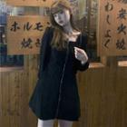 Square-neck Zipped Puff-sleeve Dress
