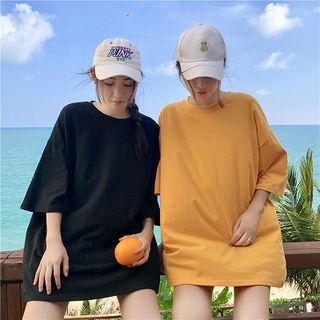 3/4-sleeve Perforated Oversized Top