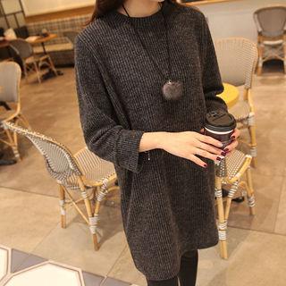 Crew-neck Brushed-fleece T-shirt Dress