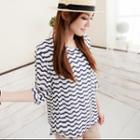 3/4-sleeve Patterned Top