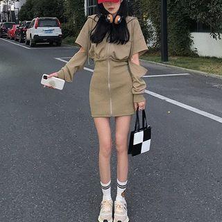 Zip Cutout Mini Bodycon Hoodie Dress