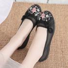 Fishnet Panel Floral Embroidered Flats