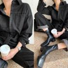 Zipped Denim Jumpsuit With Sash Black - One Size