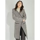 Open-front Chevron Patterned Long Cardigan