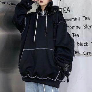 Colour-block Front-pocket Hooded Pullover