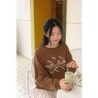 Play Ball Text Print Sweatshirt Brown - One Size