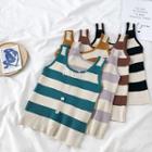 Color-block Striped Knit Sleeveless Top