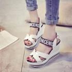 Lettering Wedge Sandals