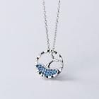 Rhinestone Whale Tail Necklace Silver - One Size