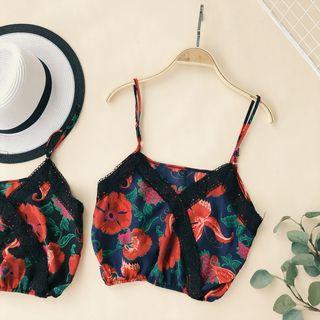 Leaf Print Cropped Camisole Top
