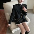 Long-sleeve Button-up Top / Mini Skirt