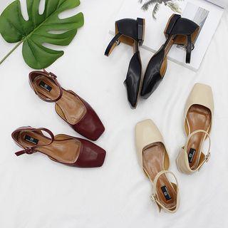 Square Toe Ankle Strap Flats