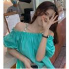 Collar Shoulder Short-sleeve Shirt Puff-sleeve Top
