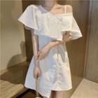 Ruffle Asymmetric Short-sleeve A-line Dress