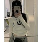 Lettering Drawstring Knit Crop Top