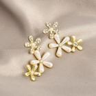 Flower Rhinestone Faux Pearl Alloy Earring 1 Pair - E5325 - Gold - One Size