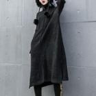 Turtleneck Midi Knit Dress Black - One Size