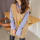 V-neck Contrast-trim Vest
