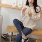 Long-sleeve Cutout-detail Knit Top