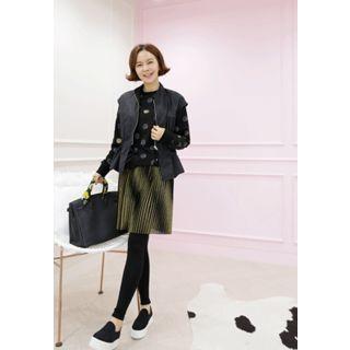 Sleeveless Drawstring-waist Zip-up Jacket
