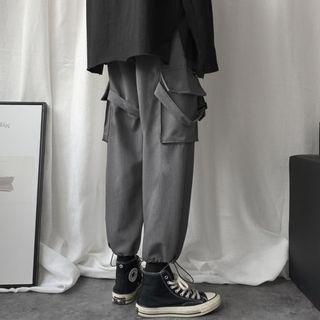 Double-pocket Plain Cargo Jogger Pants