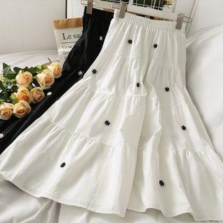 Pearl-accent Midi Skirt