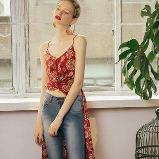 Patterned Dip-back Chiffon Camisole Top