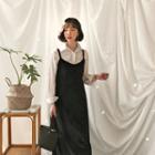 Spaghetti-strap Velvet Maxi Dress (2 Designs)