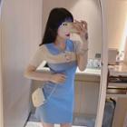 Short-sleeve Two Tone Polo Dress