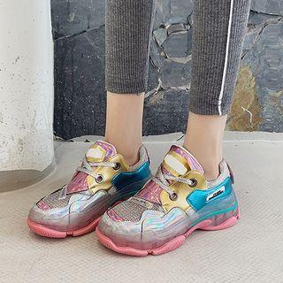 Iridescent Color Block Platform Sneakers