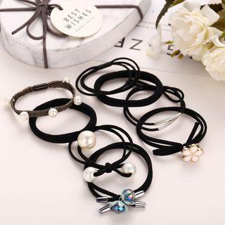 Plain Hair Tie Set A04-07-28 - Black - One Size