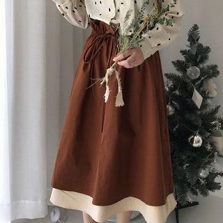 Two-tone Midi A-line Skirt