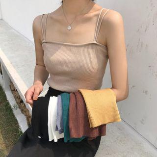 Double Strap Ribbed Knit Camisole Top
