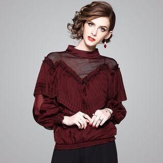Plain Pleated Trim Blouse