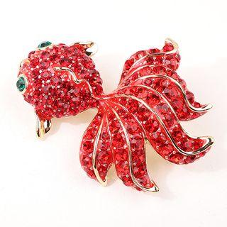 Rhinestone Goldfish Brooch 495 - Carp - Red - One Size