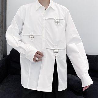 Buckled Slit Long-sleeve Shirt