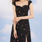 Fruit Print Sleeveless Medium Long Dress