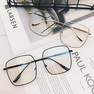 Oversized Square Metal Frame Eyeglasses / Prescription Lens