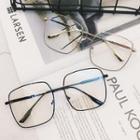 Oversized Square Metal Frame Eyeglasses / Prescription Lens
