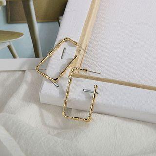 Alloy Open Rectangle Earring 1 Pair - S925 Silver - One Size